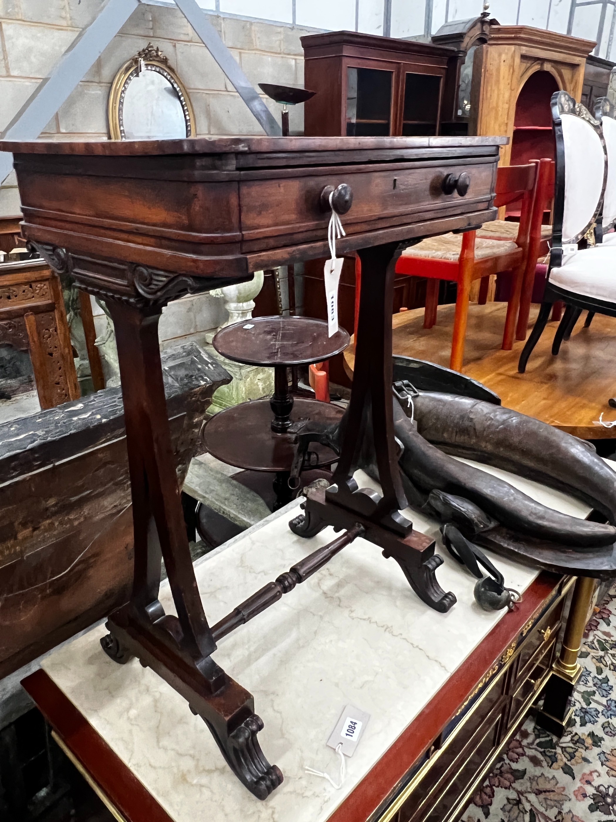 Gillows of Lancaster. A William IV mahogany work table, width 51cm, depth 36cm, height 73cm